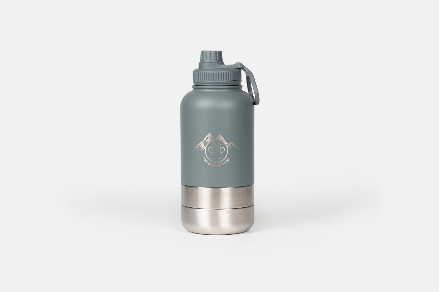 Shiroventure Thermoflasche - isolierte Flasche für Hund & Mensch, Grau; Ansicht von vorne